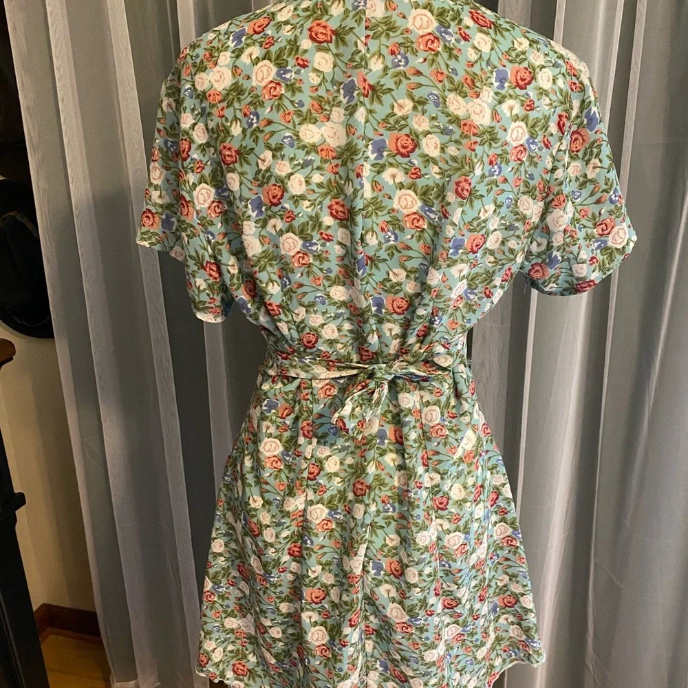 Vintage 90’s minty green floral mini babydoll dress - Picture 6 of 7